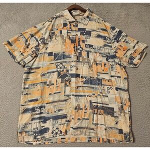 Tommy Bahama 100% Silk Camp Shirt New York Print Men's Size Large
